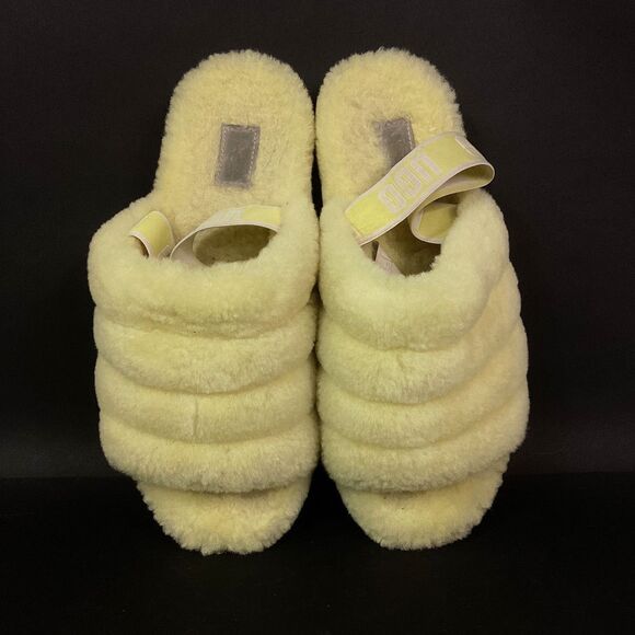 UGG Fluff Yeah Women 10 Sunshine Yellow Skeepskin Indoor Slippers/Slide 1110085 - Picture 4 of 9